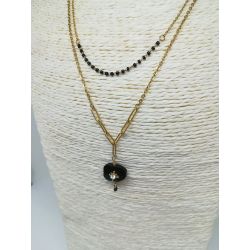 Collier pierre noire strass