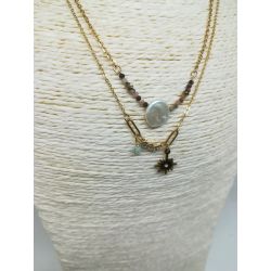 Collier strass nacre